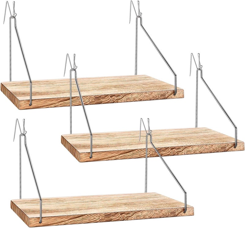 onsogi Fabric Wall Cubicle Shelf with Hooks for Work Decor, 11.8' Wooden Cubicle Organizer Storage Shelf with Hangers Cubicle Accessories for Women Men Desk, 3 Pack - Image 1